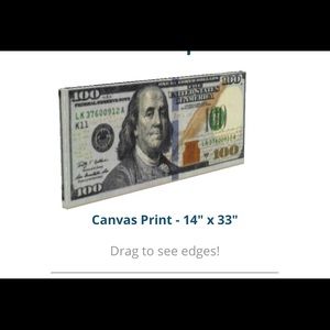 Money canvas wall art for gift or home decor 13x33